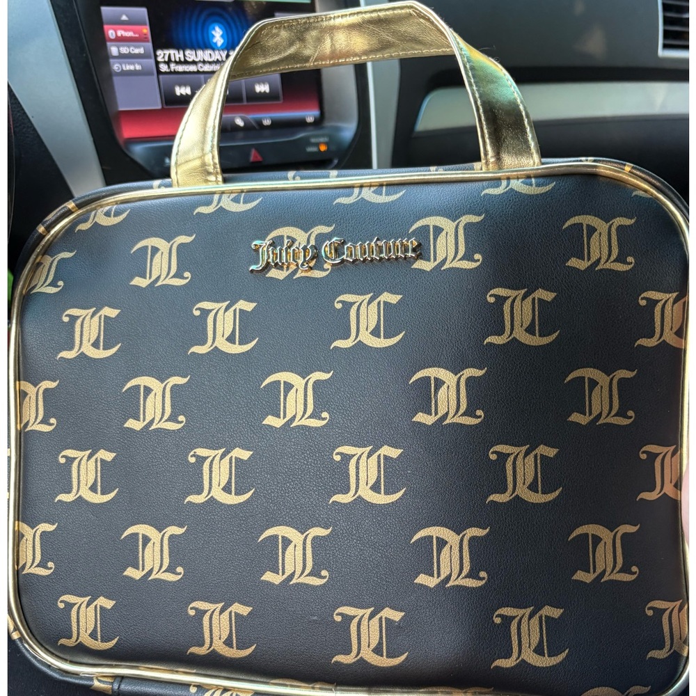 Juicy Couture Black and Gold Monogram Travel Toiletry Bag NWT